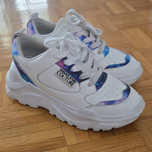 Versace Jeans Couture White Leather Sneakers Shoes Platform Chunky Lug Sole - Picture 2 of 16